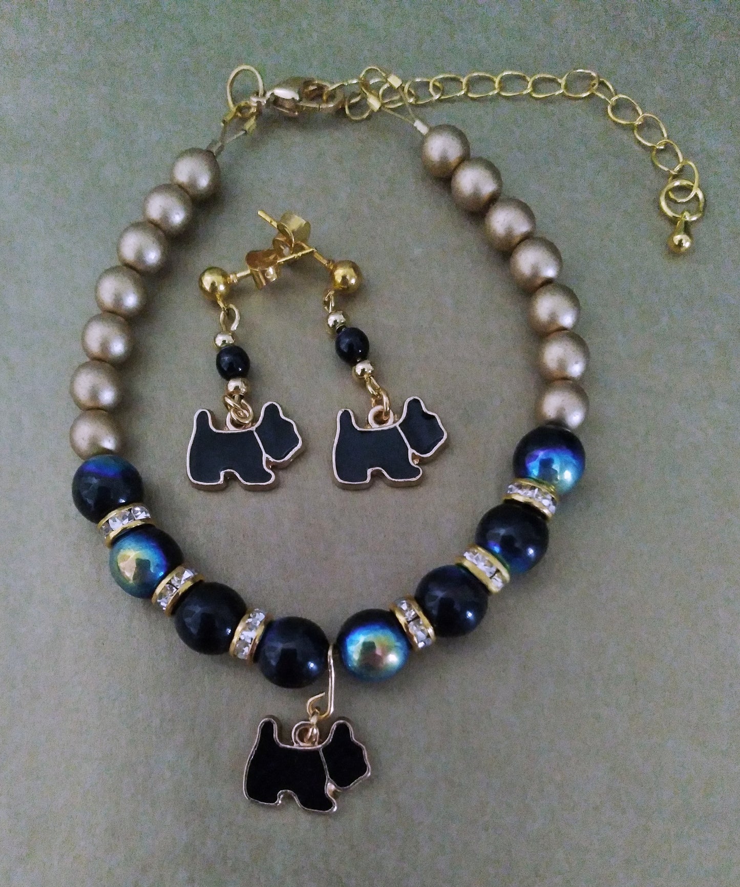 "Beam Me Up Scotty Dog" Bracelet and Earring Set