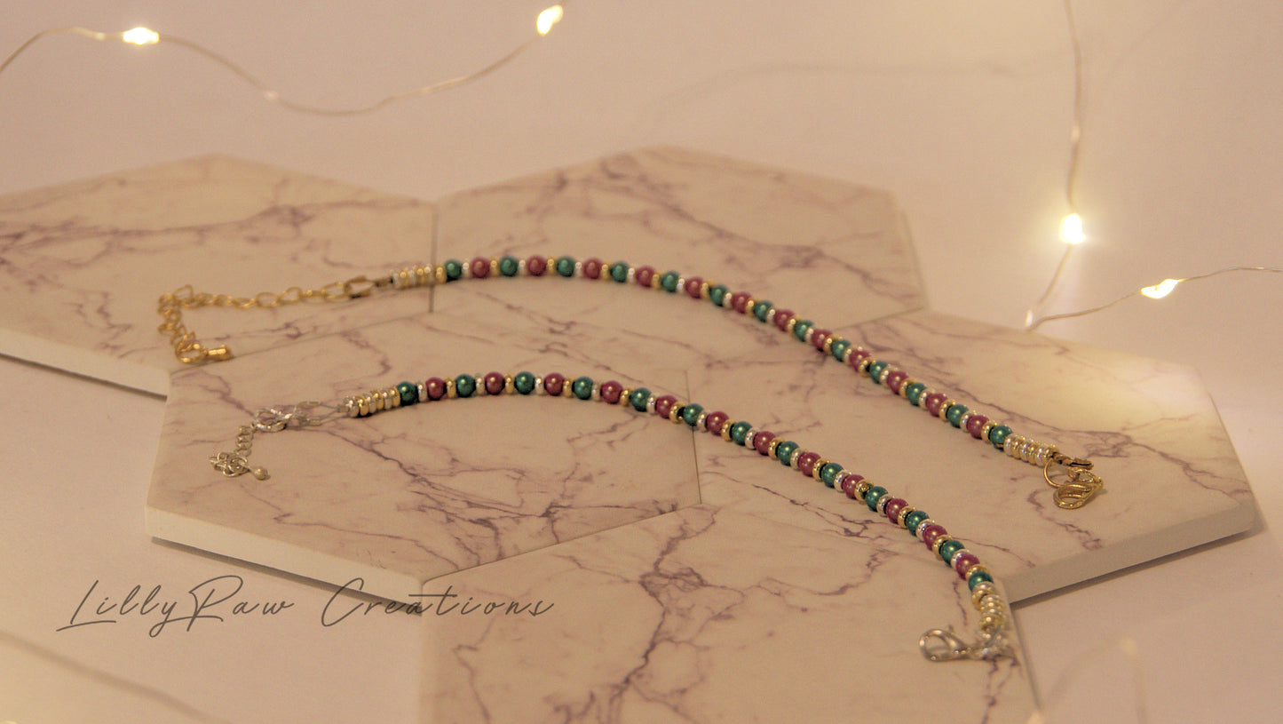 "Festive Glamour" Crystal Pearl Bracelet