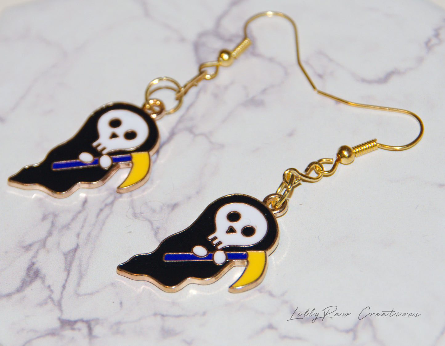 "Trick or Treat" Grim Reaper Charm Earrings