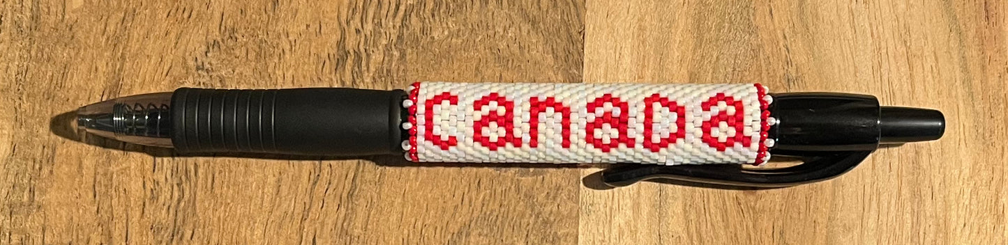 “O Canada” Hand Beaded Pen Wrap with Picot Edging (pen not included)